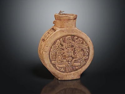 Ancient Clay Pottery Jar With Intricate Carved Designs And Decorative Motifs 3d model