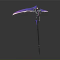Fantasy Style Staff With Purple Blue Wings And Metallic Accents For Game