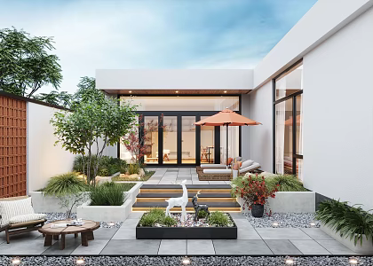 Modern courtyard landscape 3d model