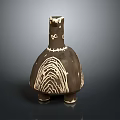 Ceramic Sculpture Featuring Turtle Shaped Body with Intricate Wave Carvings and Three Legs