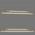 Modern Linear Brass Chandeliers Hanging Two Pieces In Minimalist Interior Space