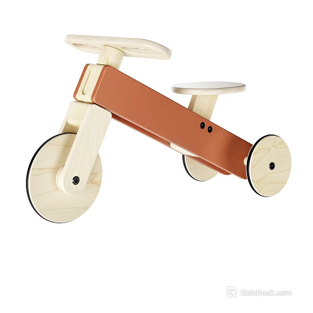 Wooden Kids Tricycle With Minimalist Design 3d model 