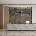 Modern Company Front Desk Front Desk Reception Area Office Area Chandelier Front Desk Background Wall 3d model