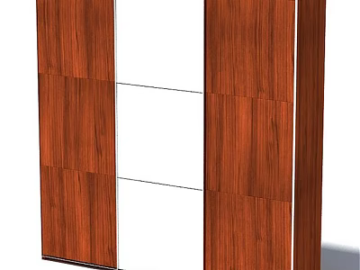 Brown Wooden Storage Cabinet With Sliding Doors White Dividers And Vertical Structure 3d model