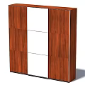 Brown Wooden Storage Cabinet With Sliding Doors White Dividers And Vertical Structure