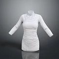 Elegant White High Neck Long Sleeve Fitted Waist Minimalist Dress Design