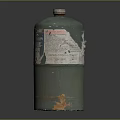 Vintage Green Gas Cylinder With Worn Surface Rusty Bottom And Label