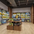 Shopping Mall Toy Store With Organized Display Shelves Filled With Various Colorful Toys