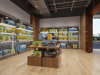 Shopping Mall Toy Store With Organized Display Shelves Filled With Various Colorful Toys 3d model