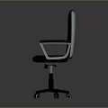 Modern Black Leather Office Chair With White Armrests And Yellow Casters