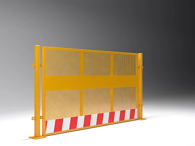 Yellow Safety Barrier With Red And White Stripes For Construction Site Protection 3d model