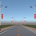 Outdoor Street Lights With Solar Panels Wind Energy And Red Lantern Decorations
