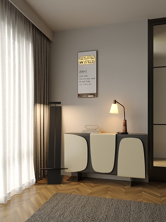 Modern Entrance Cabinet Side Cabinet Entrance Floor Lamp 3d model