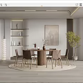 Quiet Restaurant Dining Table and Chair Combination 3d model
