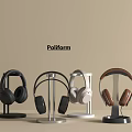 Poliform Over Ear Headphones Collection On Stands With Different Colors 3d model
