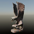Realistic Landscape Sculpture of Eagle with Spread Wings and Clawed Feet
