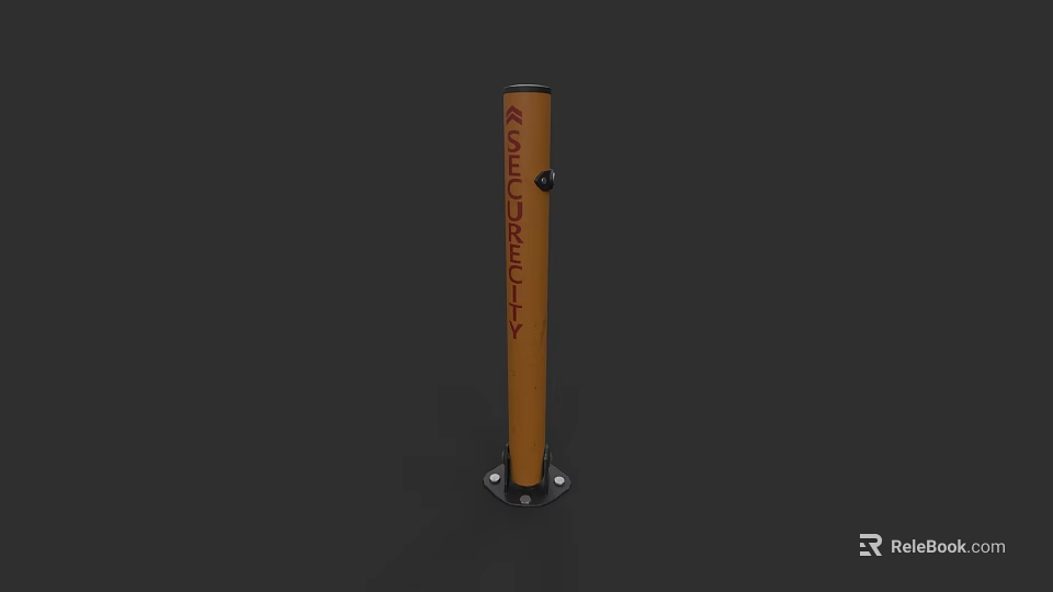 Sturdy Road Facility Bollard Featuring Shurcraft Logo And Metal Base Fixtures 3d model 