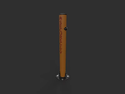 Sturdy Road Facility Bollard Featuring Shurcraft Logo And Metal Base Fixtures 3d model