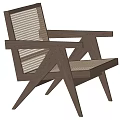 Minimalist Modern Wooden Leisure Chair With Woven Backrest And Angular Frame
