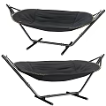 Black Hammock With Metal Stand Durable Fabric For Outdoor Indoor Use