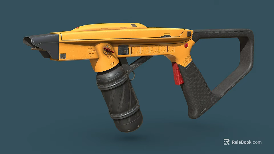 Yellow Handheld Industrial Impact Drill With Black Grip Red Button And Ergonomic Design 3d model 