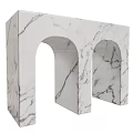 Modern White Marble Side Table With Arched Design And Grey Veins 3d model