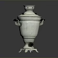 Silver Samovar with Black Knobs and Handles on Base Stand for Home Use