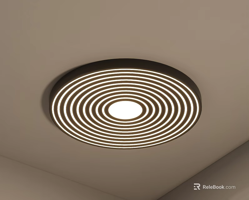 Modern Circular Ceiling Light With Concentric Circles Design And White Light For Home Interior 3d model 