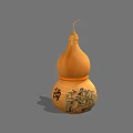 Gourd Shaped Orange Decorative Ornament Set With Fu Character And Patterns