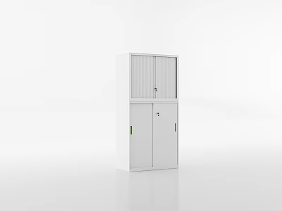 White Modern Storage Cabinet With Double Doors And Lockable Design For Home Storage 3d model