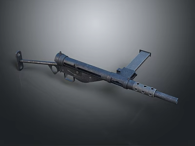3D Rendered Vintage Metal Weapon With Long Barrel Stock And Magazine 3d model