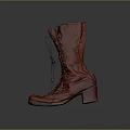 Stylish Red High Top Laced Boots With Textured Surface And Classic Style Design