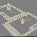 Active Construction Site Featuring Cranes High Rise Buildings Trucks And Equipment