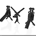 Black Metal Tripod Mechanical Structures With Cross Components And Stable Base