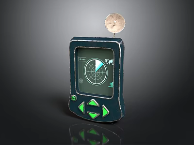 Portable Computer Device With Screen Displaying Chart Green Buttons And Top Antenna 3d model