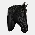 Elegant Black Horse Head Animal Wall Decor With Detailed Carving For Home Interior
