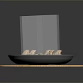 Steaming Dumplings Served on Silver Plate with Wooden Tray Background