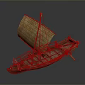 Traditional Wooden Sailing Boat Model With Bamboo Sail And Intricate Hull Structure