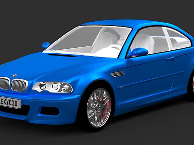 Blue BMW Two Door Sports Car With Sleek Design And Silver Alloy Wheels 3d model