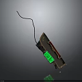 Portable Electronic Device With Metal Casing Red Green Components And Wire On Smooth Surface