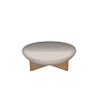 Modern Light Fabric Sofa Stool With Wooden Base And Round Shape Design 3d model