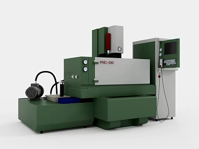 Green FMC 450 Industrial CNC Precision Machining Machine With Control Panel 3d model