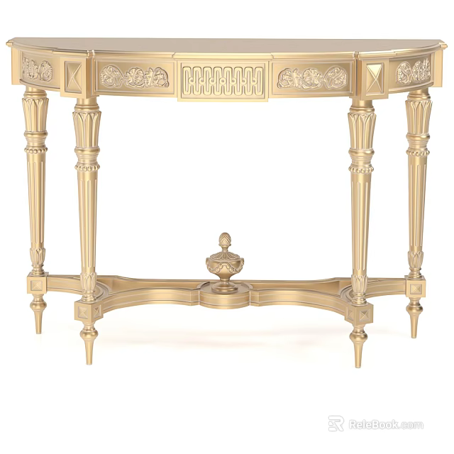 Ornate Golden Side Table With Intricate Carvings Decorative Legs And Classical Design 3d model 