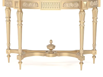 Ornate Golden Side Table With Intricate Carvings Decorative Legs And Classical Design 3d model