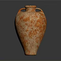Antique Terracotta Vase With Weathered Orange Texture And Two Handles 3d model