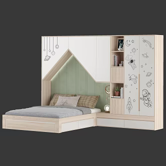 Modern Children's Wardrobe Children's Bed 3d model