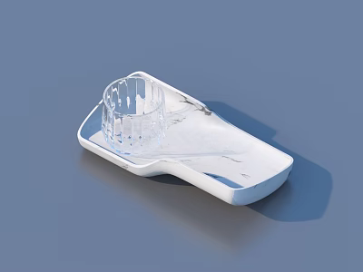 Practical Daily Life Essentials Transparent Cup On White Tray Design 3d model