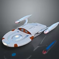 Streamlined White Sci Fi Spaceship With Orange Accents And Glowing Wing Lights 3d model