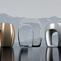 Modern Single Chair in Gold Transparent and Silver with Sleek Reflective Surface Against Mountain Backdrop