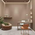 Elegant Warm Tone Beauty Salon Interior Design With Comfortable Waiting And Professional Consultation Area
